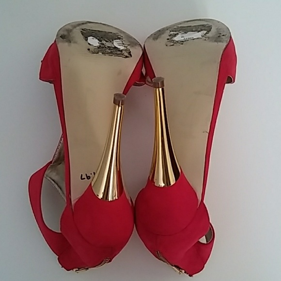 Sole Society Red Gold Valerie High Heel Pumps Sz 6 - Picture 7 of 8